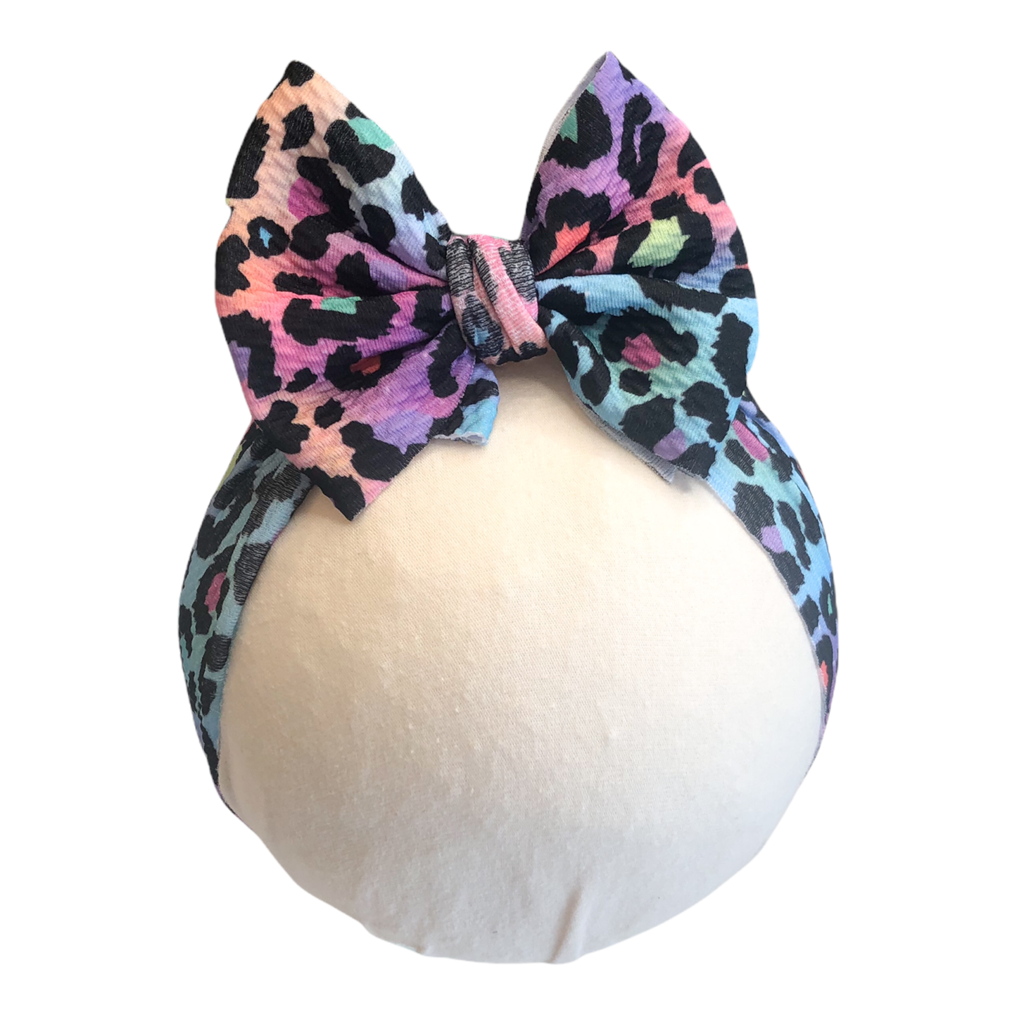 Rainbow Cheetah Headwrap Baby Bow