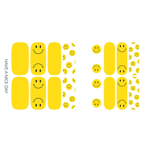 Have A Nice Day | Yellow & White Smiley Face Nail Wrap