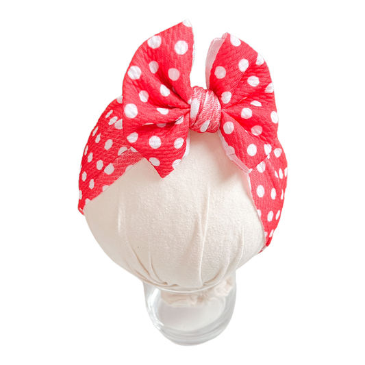 Red Polka Dot Headwrap Baby Bow, Valentines Day Bow