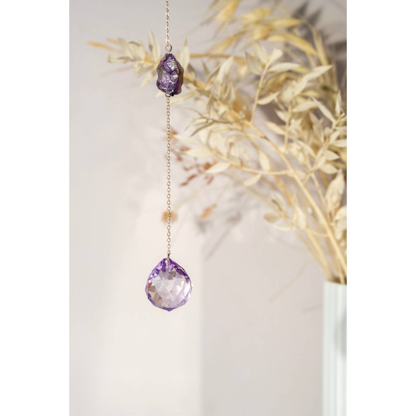 Raw Amethyst Window Crystal Suncatcher 30cm