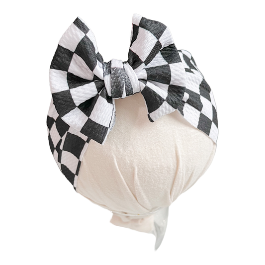 Black and White Checkered Headwrap Baby Bow, Baby Girl Bow