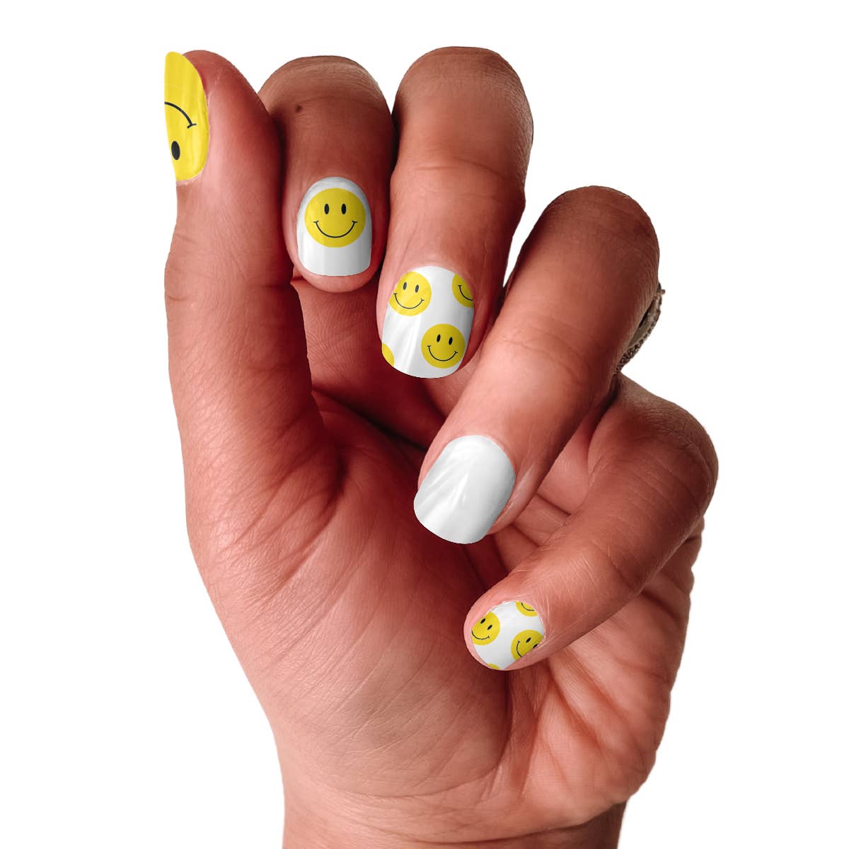 Have A Nice Day | Yellow & White Smiley Face Nail Wrap