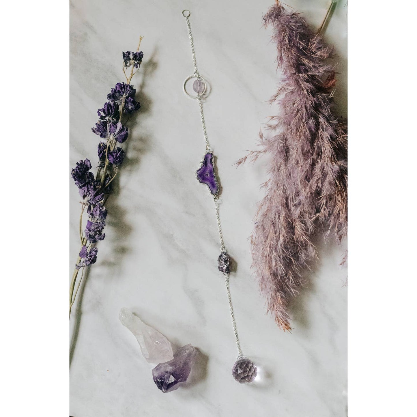 Raw Amethyst Window Crystal Suncatcher 30cm