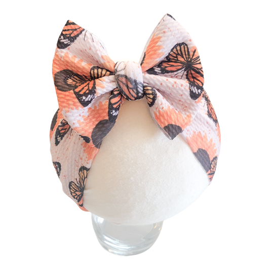 Monarch Butterfly Headwrap Baby Bow