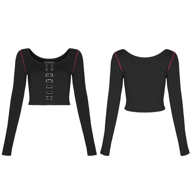 Punk Long Sleeves Crop Top