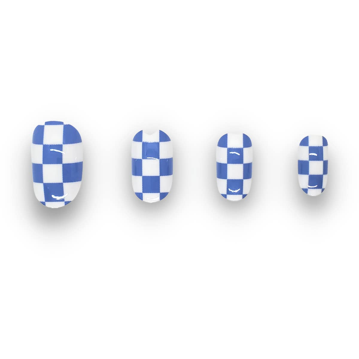 Check Please | Trendy Blue & White Check Press On Nail Set