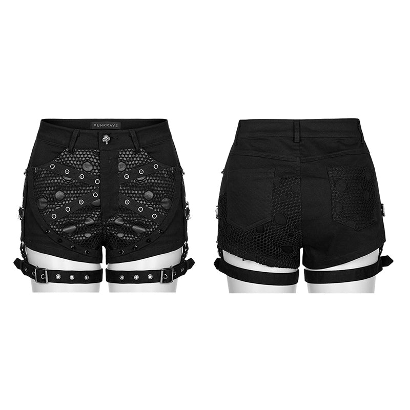 Punk Darkness Hot Girl Tight Shorts Summer Sexy Mesh Hollow-out Club Hot Pants