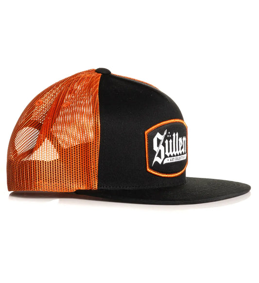 Black and Orange Contour Snapback Trucker Hat