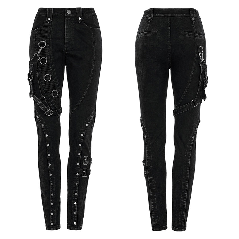 Punk Washed Distressed Heavy Metal Slim Denim Pants