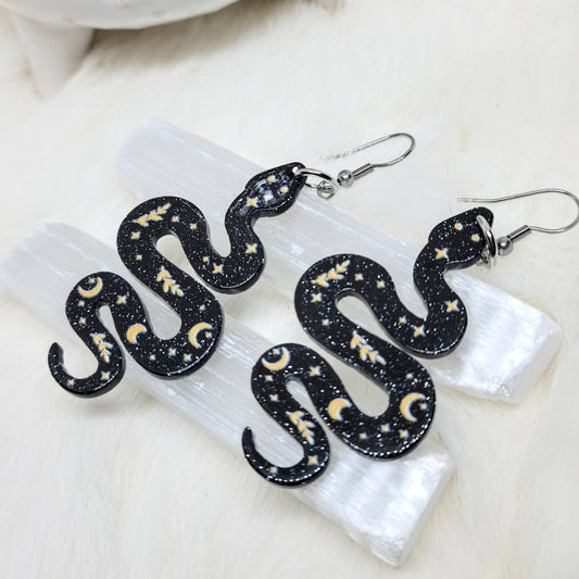 Mystic Serpent Celestial Acrylic Snake Earrings