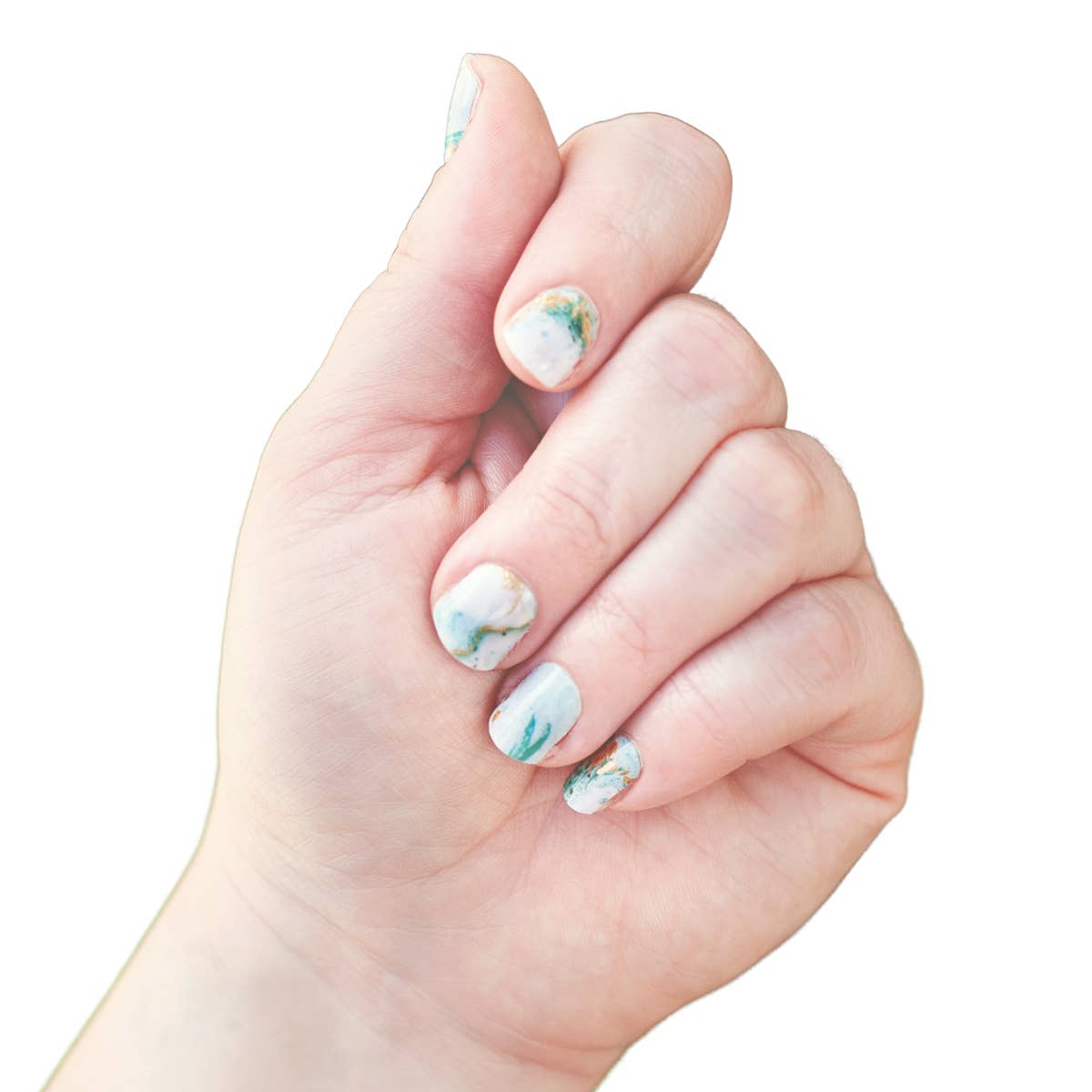 Emerald City | Green Watercolor Marble Gold Foil Nail Wrap