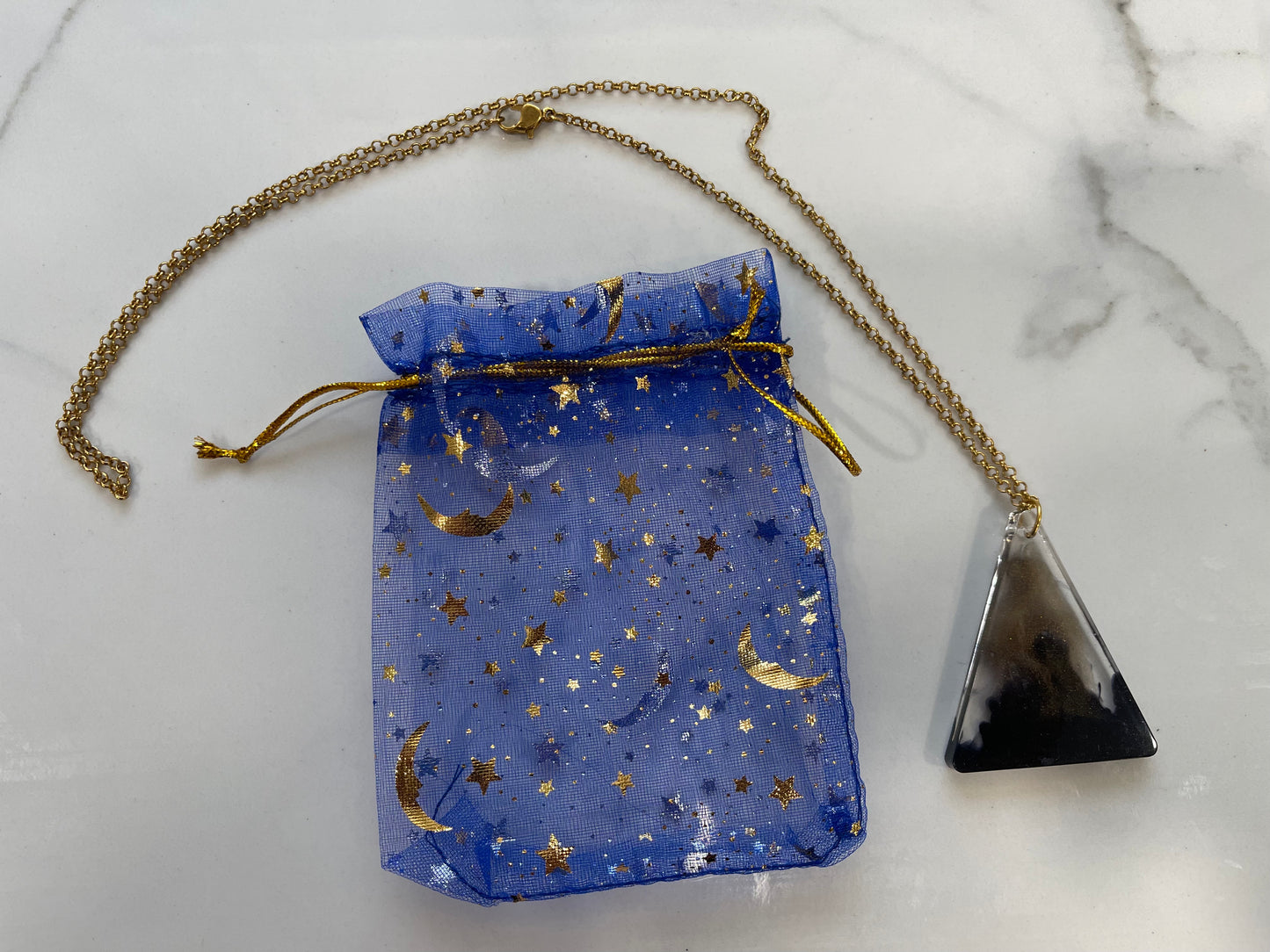 Handmade Beautiful Triangle Resin Necklace.