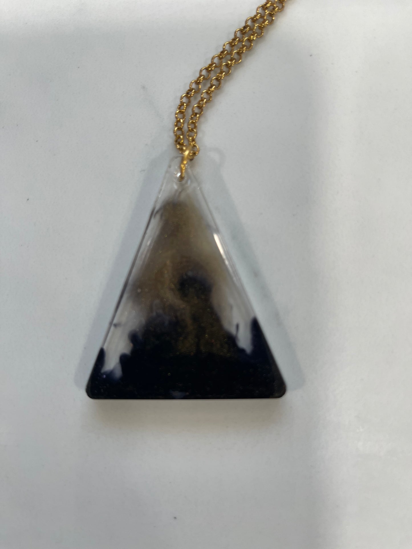 Handmade Beautiful Triangle Resin Necklace.