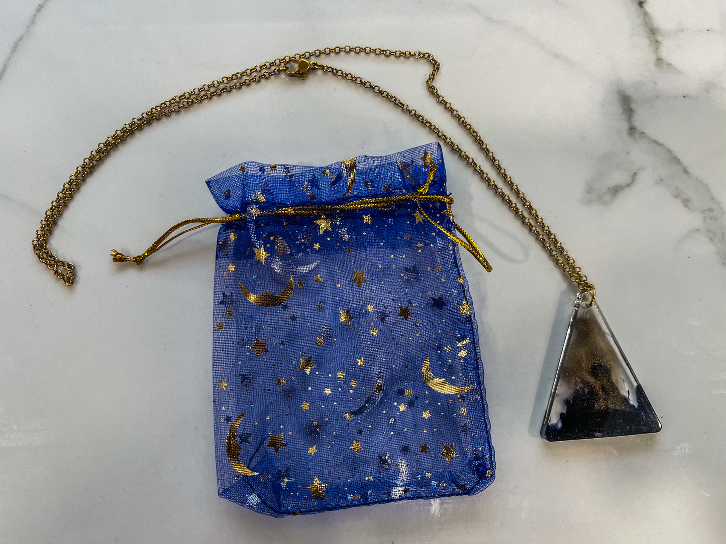 Handmade Beautiful Triangle Resin Necklace.